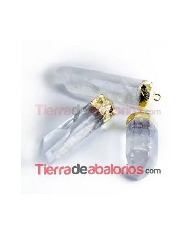 Cristal de Roca Colgante 50mm, Engaste Dorado con Anilla