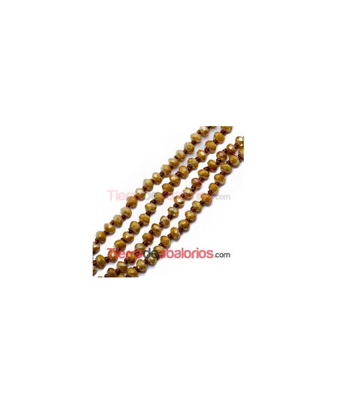 Tira de Facetadas Achatadas 4x3mm Marrón Oscuro Opaco Brillo