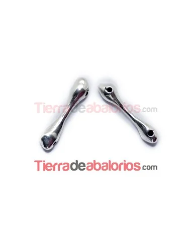 Entrepieza Irregular 27x6mm, 2 Agujeros de 2mm, Plateada