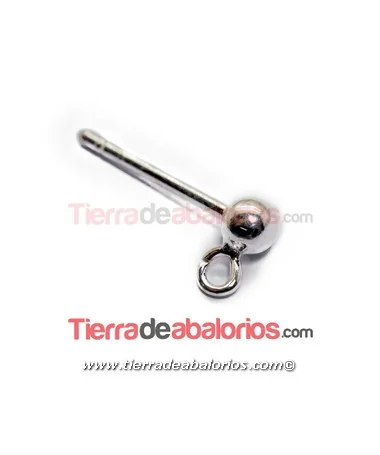 Pendiente Bola 3mm con Anillla, Plata de Ley
