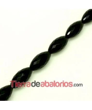 Onix Rondel Facetado 16x8mm Agujero 0,8mm, Negro
