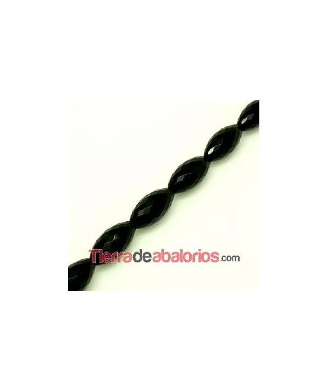 Onix Rondel Facetado 16x8mm Agujero 0,8mm, Negro Onix Rondel Facetado 16x8mm Agujero 0,8mm, Negro