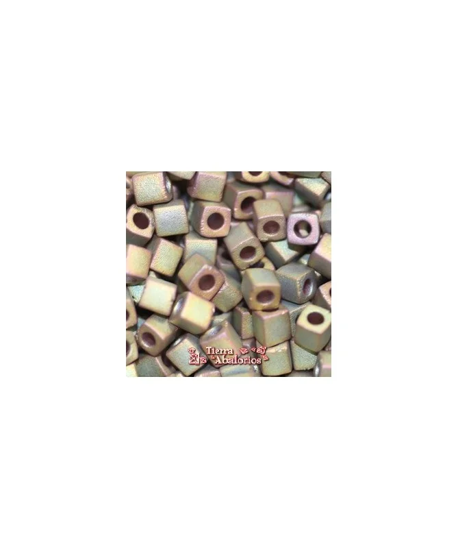 Cubo Miyuki 4x4mm SB2035 Matte Met. Khaki Iris. Cubo Miyuki 4x4mm SB2035 Matte Met. Khaki Iris.