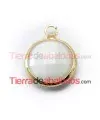 Colgante Cristal Facetado 8mm Blanco Mate, Dorado