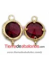 Conector Cristal Facetado 18x12mm Ruby, Dorado