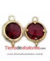 Conector Cristal Facetado 18x12mm Ruby, Dorado