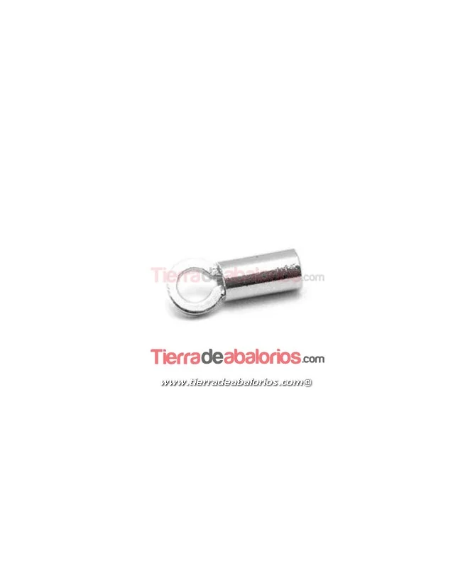 Terminal Tubo 8x5mm Agujero 3,5mm con Anilla, Plata de Ley