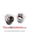 Terminal Tubo 9x6mm con Anilla, Agujero 5mm, Plata de Ley