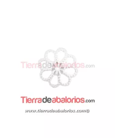 Casquilla Flor Labrada 12mm, Plata de Ley