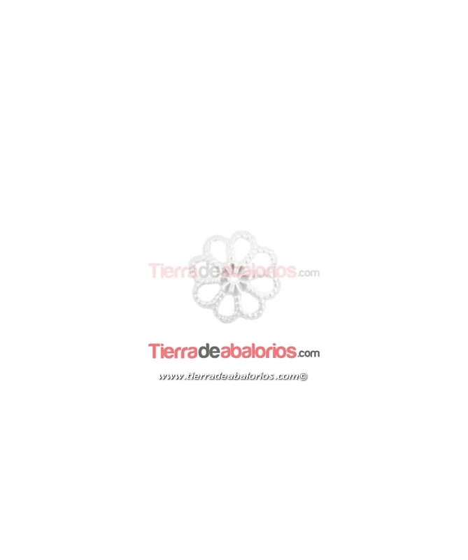 Casquilla Flor Labrada 12mm, Plata de Ley