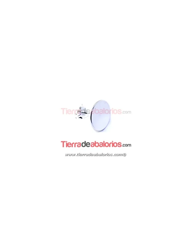 Pendiente Base Plana 10mm, Plata de Ley