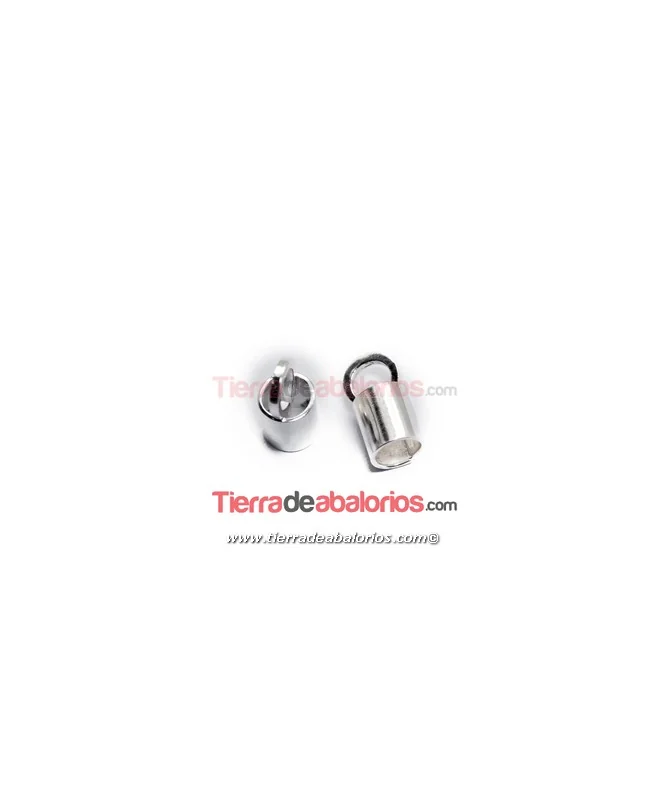 Terminal Tubo 9x5mm con Anilla, Agujero 4mm, Plata de Ley
