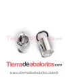 Terminal Tubo 9x5mm con Anilla, Agujero 4mm, Plata de Ley