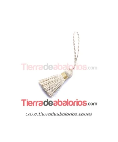 Borla Torzal 35mm, Beige con Hilo Dorado Borla Torzal 3,5cm Beige con Hilo Dorado