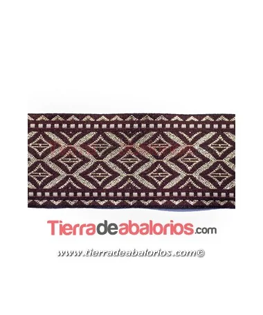 Tapa Costuras Rombos 50mm Granate y Oro Metalizado