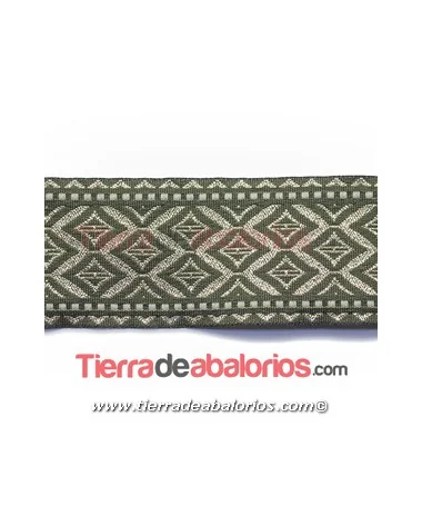 Tapa Costuras Rombos 50mm Verde Oliva y Oro