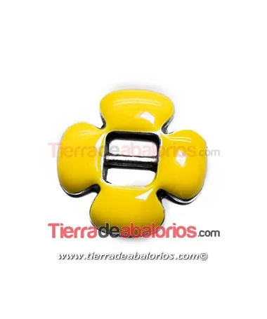 Flor 18mm, Pasador Centro 6mm, Esmaltado Amarillo Flor 18mm, Pasador Centro 6mm, Esmaltado Amarillo