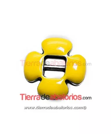 Flor 18mm, Pasador Centro 6mm, Esmaltado Amarillo Flor 18mm, Pasador Centro 6mm, Esmaltado Amarillo