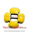 Flor 18mm, Pasador Centro 6mm, Esmaltado Amarillo