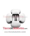 Flor 18mm, Pasador Centro 6mm, Esmaltado Blanco
