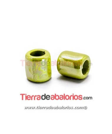 Cerámica Tubo 20x19mm Agujero 11mm, Verde Pistacho
