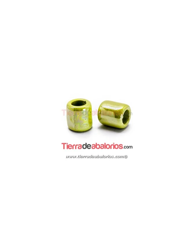 Cerámica Tubo 20x19mm Agujero 11mm, Verde Pistacho
