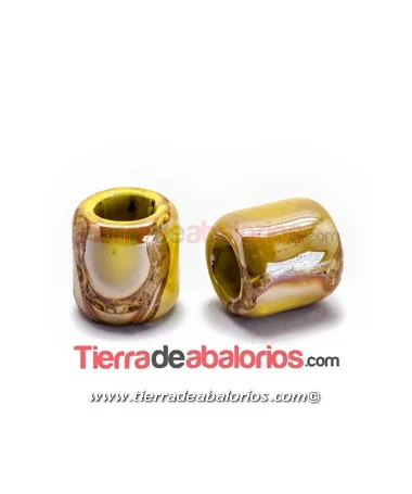 Cerámica Tubo 20x19mm Agujero 11mm, Mostaza/Ocres Cerámica Tubo 20x19mm Agujero 11mm, Mostaza/Ocres