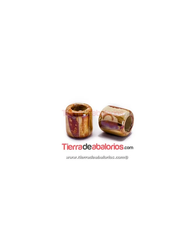 Cerámica Tubo 20x19mm Agujero 11mm, Naranja Teja/Crema