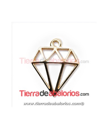 Colgante Diamante 19x16mm con Anilla, Dorado
