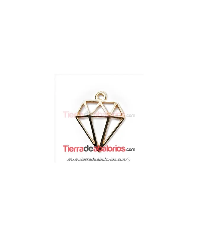 Colgante Diamante 19x16mm con Anilla, Dorado