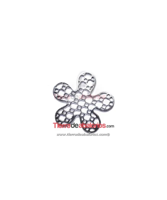 Colgante Flor 50mm, Plateado