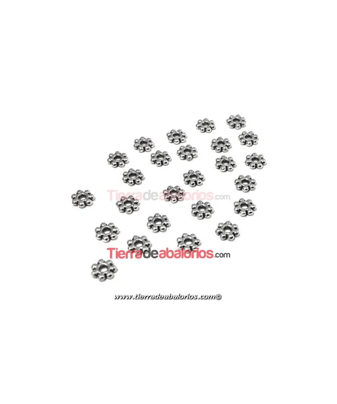 Separador Flor 5,5mm Agujero 1,6mm, Plateado