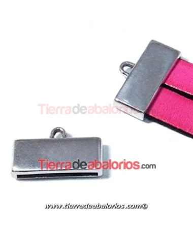 Terminal 23x13mm Agujero 20x2mm con Anilla, Plateado Terminal 23x13mm Agujero 20x2mm con Anilla, Plateado