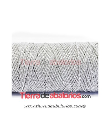 Algodón Redondo Encerado Metalizado 1mm, Grey/Silver