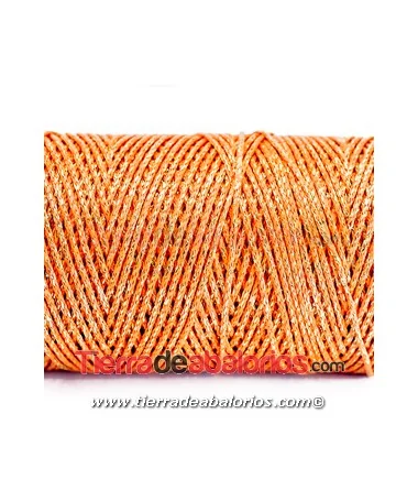 Algodón Redondo Encerado Metalizado 1mm, Naranja/Dorado