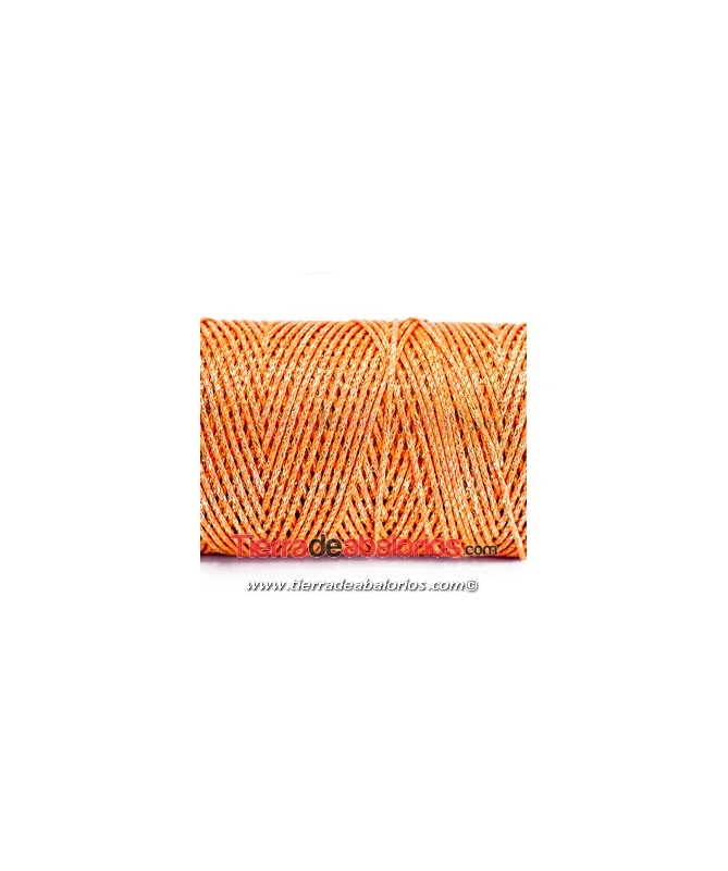 Algodón Redondo Encerado Metalizado 1mm, Naranja/Dorado Algodón Redondo Encerado Metalizado 1mm, Naranja/Dorado