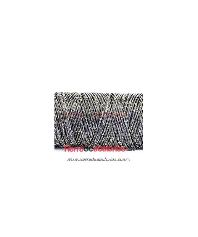 Algodón Redondo Encerado Metalizado 1mm, Negro/Dorado Algodón Redondo Encerado Metalizado 1mm, Negro/Dorado