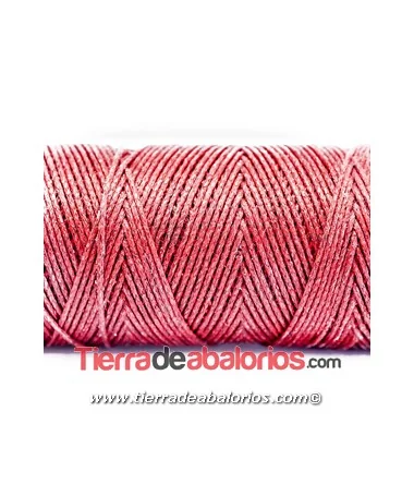 Algodón Redondo Encerado Metalizado 1mm, Rojo