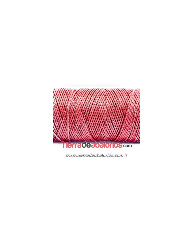 Algodón Redondo Encerado Metalizado 1mm, Rojo
