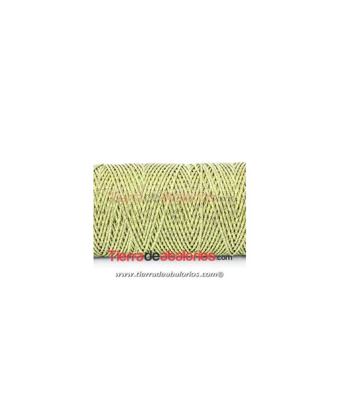 Algodón Redondo Encerado Metalizado 1mm, Verde Oliva/Dorado Algodón Redondo Encerado Metalizado 1mm, Verde Oliva/Dorado