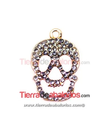 Calavera Colgante 23x15mm Oro Rosa con Strass