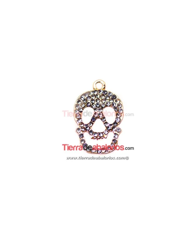 Calavera Colgante 23x15mm Oro Rosa con Strass