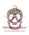 Calavera Colgante 23x15mm Oro Rosa con Strass