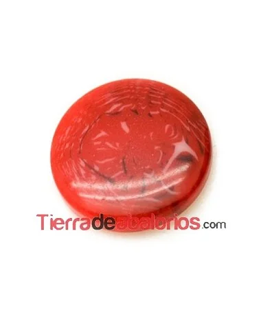 Cabujón Resina Redondo 13mm Rojo Efecto Piedra