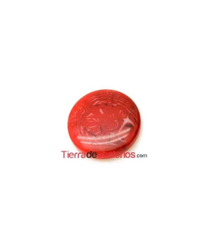 Cabujón Resina Redondo 13mm Rojo Efecto Piedra