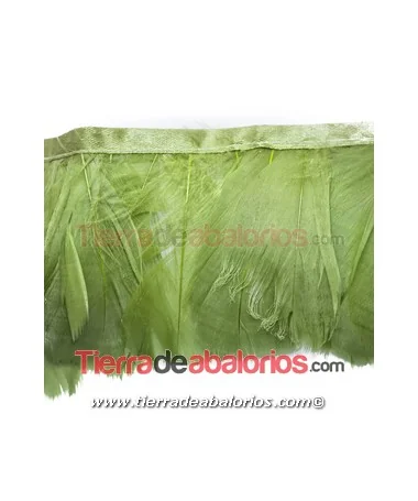 Fleco de Pluma de Oca 9cm Verde Cazador (1 Metro) Fleco de Pluma de Oca 9cm Verde Cazador (1 Metro)