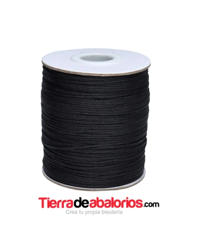 Cordón de Algodón Trenzado Brillante 1mm - Negro