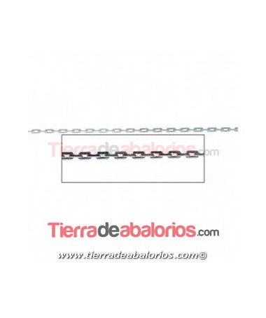 Cadena Rectangular Diamantada 2x1,2mm, Plata de Ley (20cm)