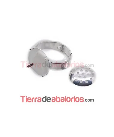 Anillo Ajustable con Regadera Base 17mm - Plateado