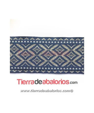 Tapa Costuras Rombos 50mm Azul Marino y Oro